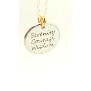 Serenity Prayer Necklace Courage Wisdom 12 Step AA NA Recovery Silver-Plated